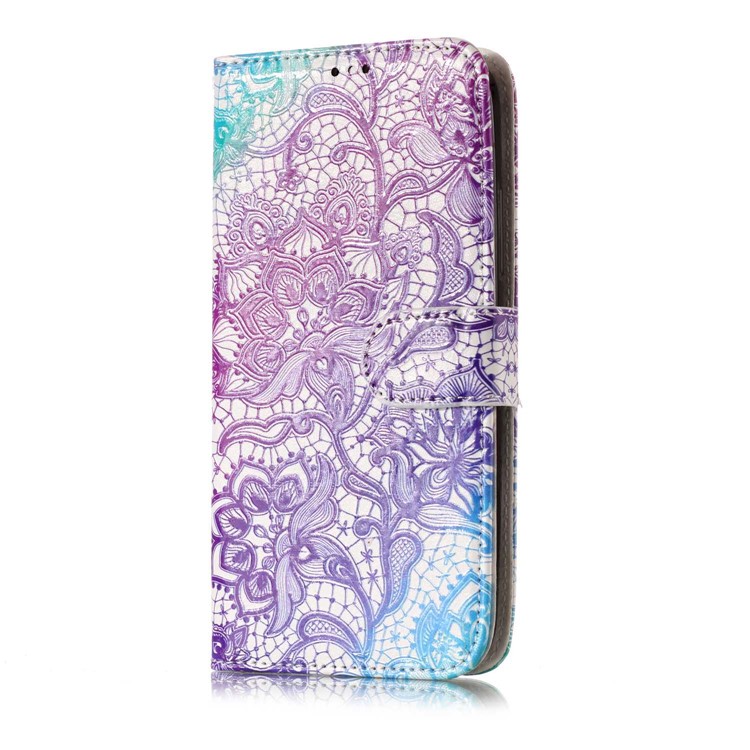 Pattern Printing Embossed Leather Protective Mobile Phone Cover for Motorola Moto C Plus - Colorful Flower-3