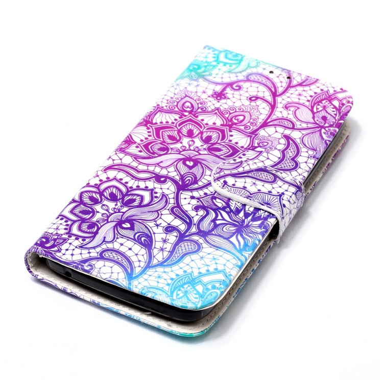 Pattern Printing Embossed Leather Protective Mobile Phone Cover for Motorola Moto C Plus - Colorful Flower-6