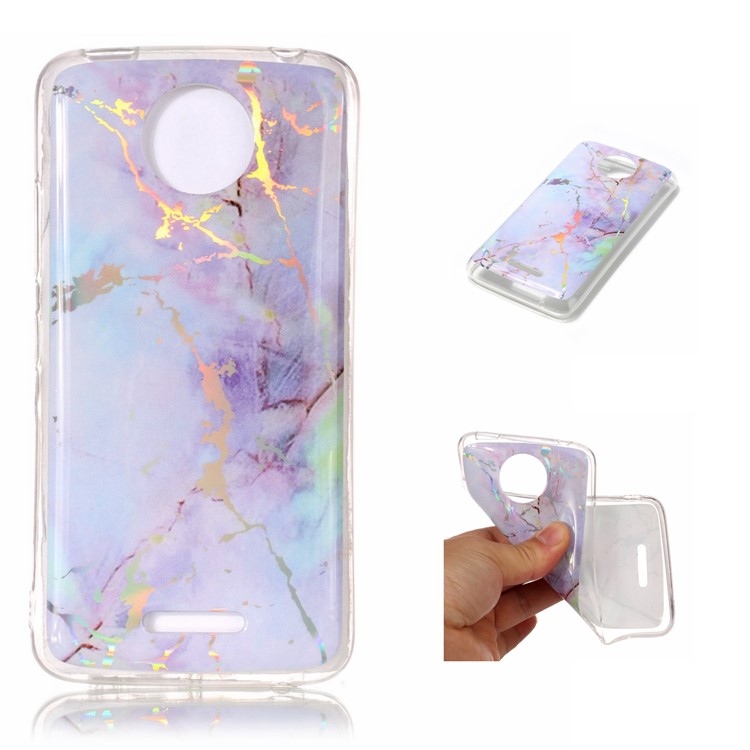 Für Motorola Moto C Plus Marmormuster Eingefärbt TPU-Gel-Abdeckung - Lila-1