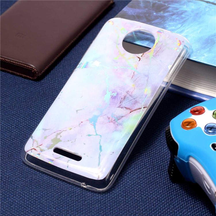 Für Motorola Moto C Plus Marmormuster Eingefärbt TPU-Gel-Abdeckung - Lila-5