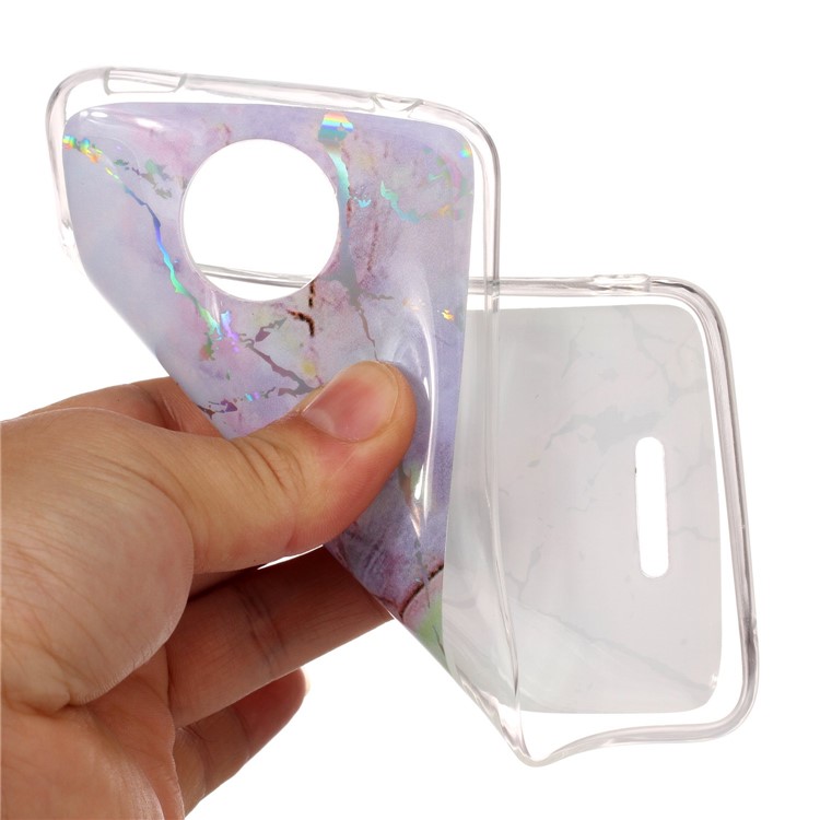 Für Motorola Moto C Plus Marmormuster Eingefärbt TPU-Gel-Abdeckung - Lila-6