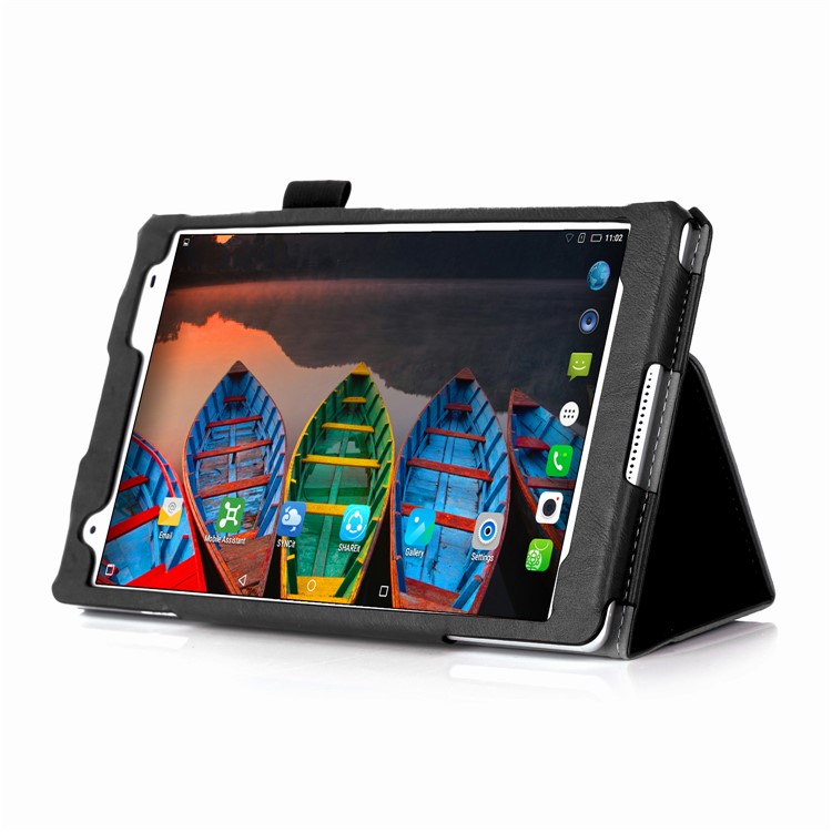 Folio Leather Stand Case with Card Slots for Lenovo Tab 4 8 Plus - Black-5