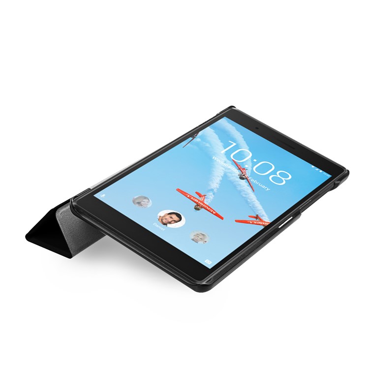 Tri-fold Stand PU Leather Protective Case for Lenovo Tab 7.0 - Black-6