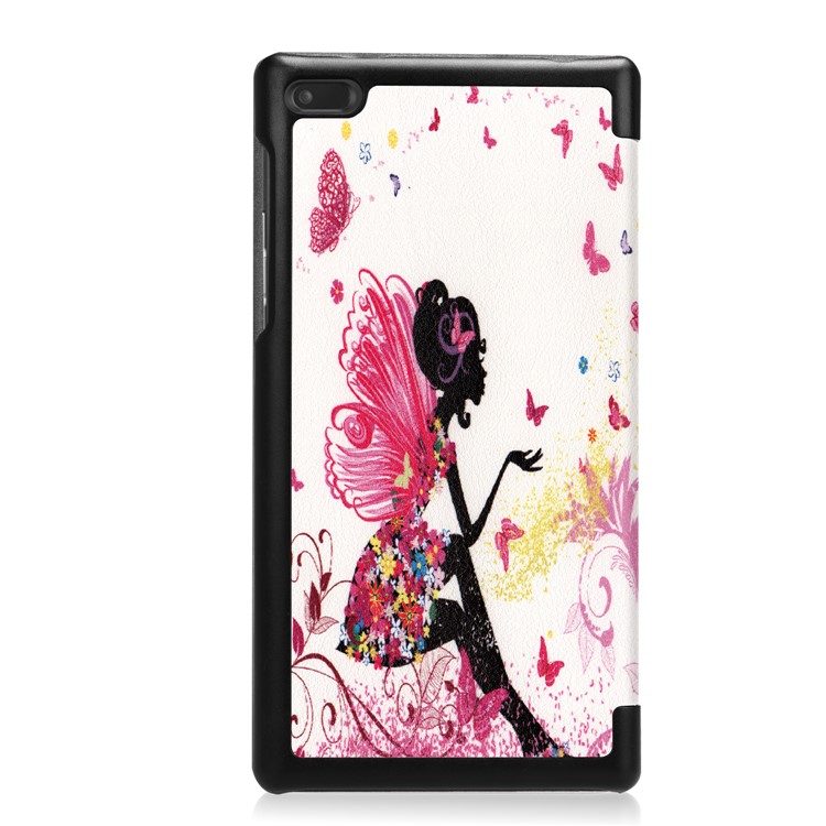 Pattern Printing Tri-fold Stand Leather Case for Lenovo Tab 7.0 - Fairy and Butterflies-3