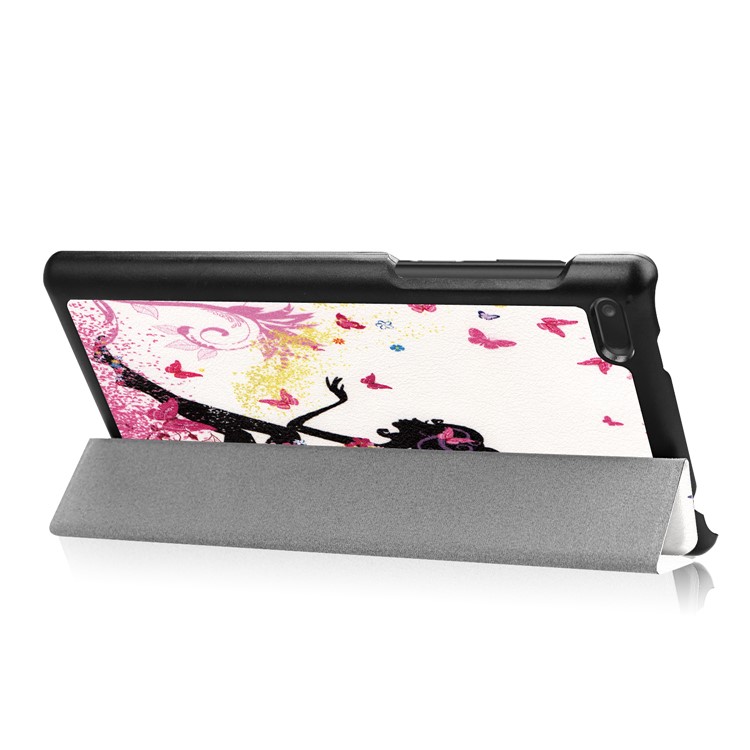 Pattern Printing Tri-fold Stand Leather Case for Lenovo Tab 7.0 - Fairy and Butterflies-5
