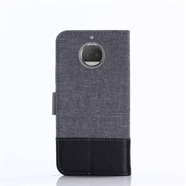 MUXMA PU Leather Splicing Canvas Wallet Stand Case for Motorola Moto G5S - Black-11