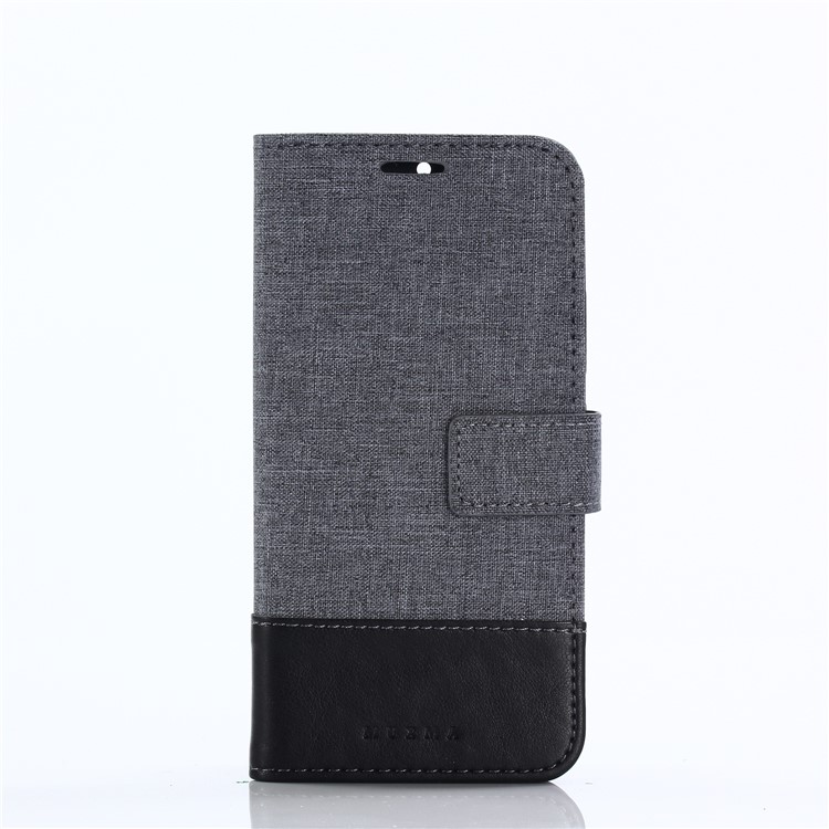 MUXMA PU Leather Splicing Canvas Wallet Stand Case for Motorola Moto G5S - Black-12