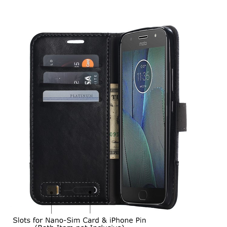 MUXMA PU Leather Splicing Canvas Wallet Stand Case for Motorola Moto G5S - Black-7