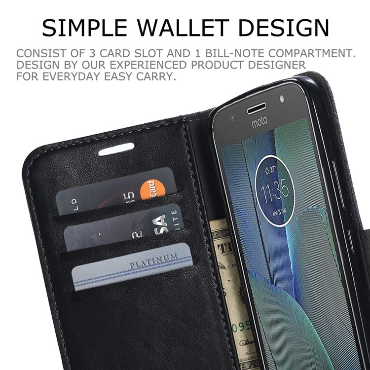MUXMA PU Leather Splicing Canvas Wallet Stand Case for Motorola Moto G5S - Black-8
