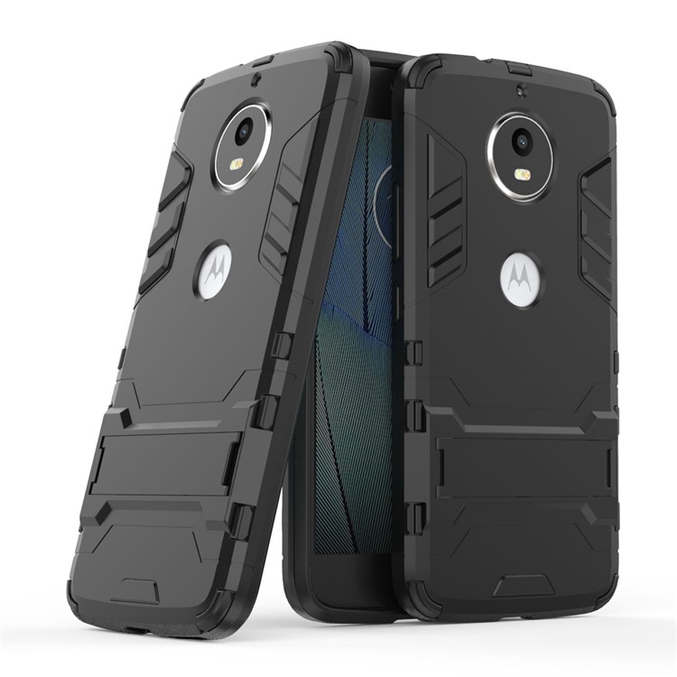 Shockproof PC + TPU Hybrid Kickstand Phone Case for Motorola Moto G5S - Black-1