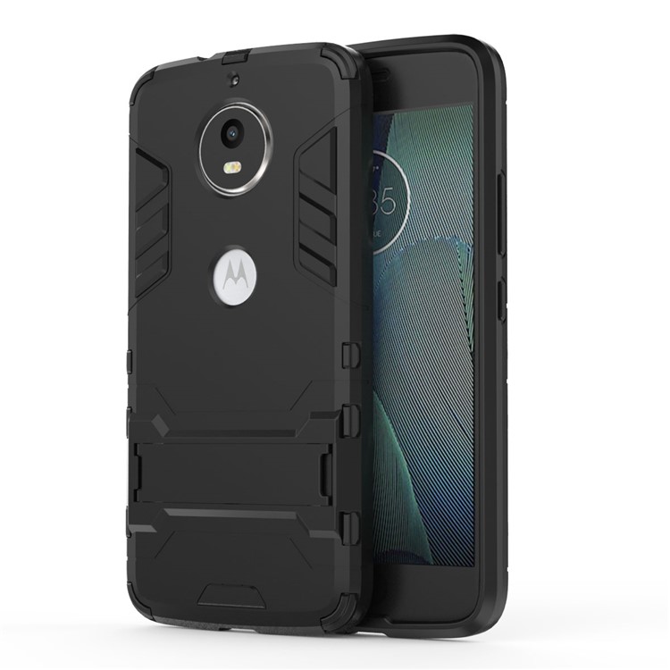 Shockproof PC + TPU Hybrid Kickstand Phone Case for Motorola Moto G5S - Black-2