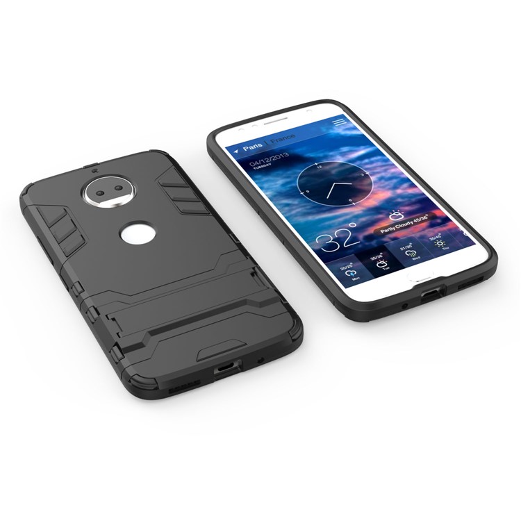 Cool Plastic TPU Kickstand Combo Back Cover for Motorola Moto G5S Plus - Black-4