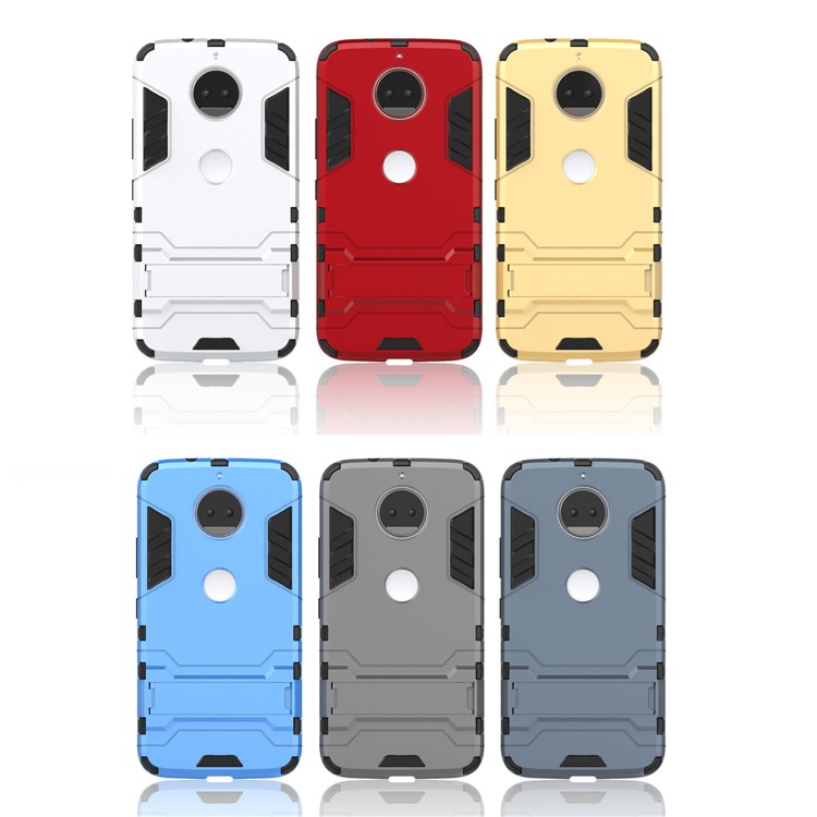 Cool Plastic TPU Kickstand Combo Back Cover for Motorola Moto G5S Plus - Dark Blue-4