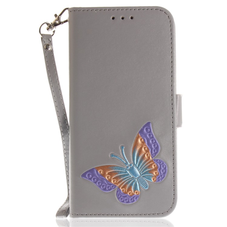 Butterfly Pattern Wallet Leather Stand Case for Motorola Moto G5 Plus - Grey-2