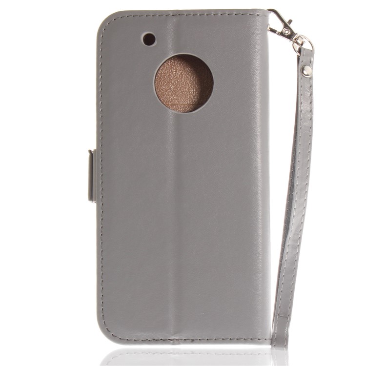 Butterfly Pattern Wallet Leather Stand Case for Motorola Moto G5 Plus - Grey-3