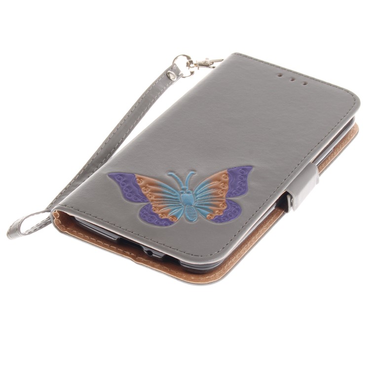 Butterfly Pattern Wallet Leather Stand Case for Motorola Moto G5 Plus - Grey-6