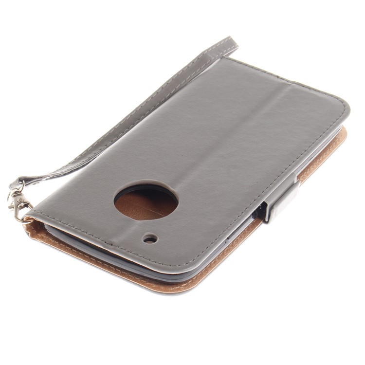 Butterfly Pattern Wallet Leather Stand Case for Motorola Moto G5 Plus - Grey-7