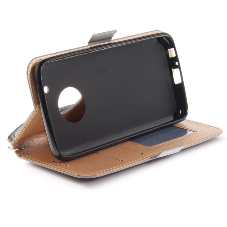Butterfly Pattern Wallet Leather Stand Case for Motorola Moto G5 Plus - Grey-8