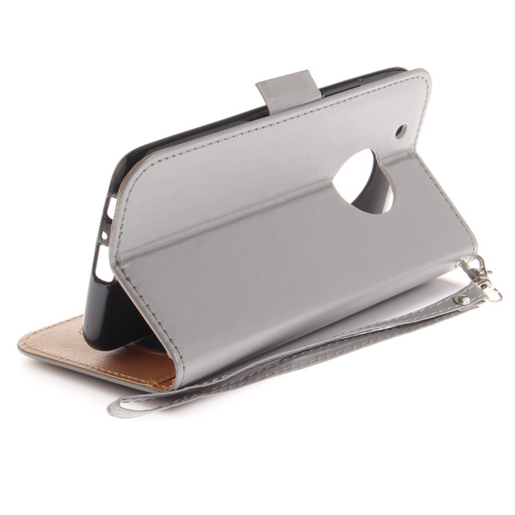 Butterfly Pattern Wallet Leather Stand Case for Motorola Moto G5 Plus - Grey-9