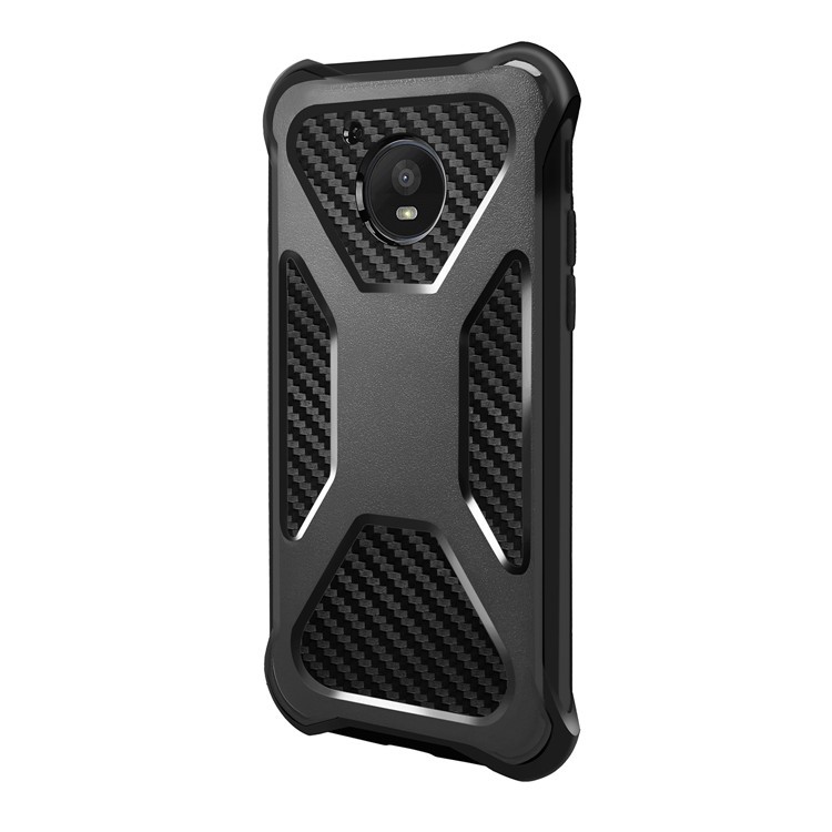 Carbon Fiber Texture PC + TPU Dropproof Phone Shell for Motorola Moto E4 US Version - Black-1