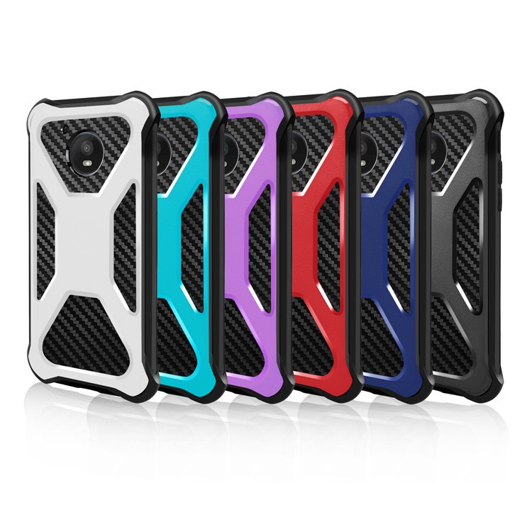 Carbon Fiber Texture PC + TPU Dropproof Phone Shell for Motorola Moto E4 US Version - Black-2