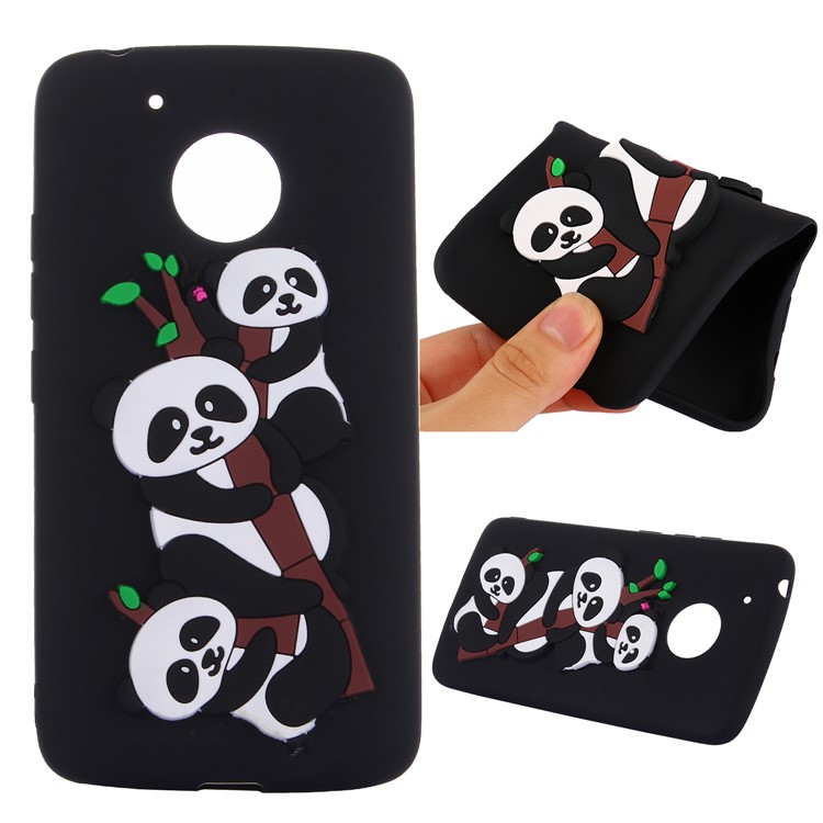 For Motorola Moto G5 Cute 3D Pandas and Bamboo TPU Gel Back Case - Black-1