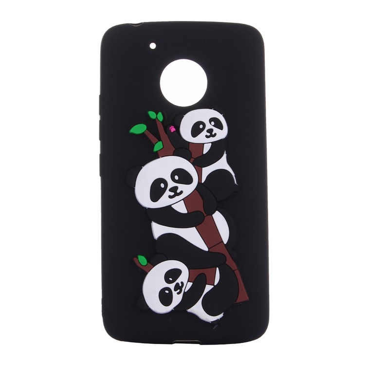 For Motorola Moto G5 Cute 3D Pandas and Bamboo TPU Gel Back Case - Black-2