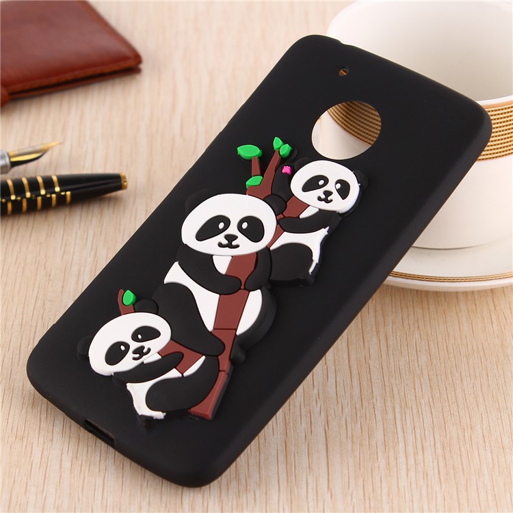 For Motorola Moto G5 Cute 3D Pandas and Bamboo TPU Gel Back Case - Black-5