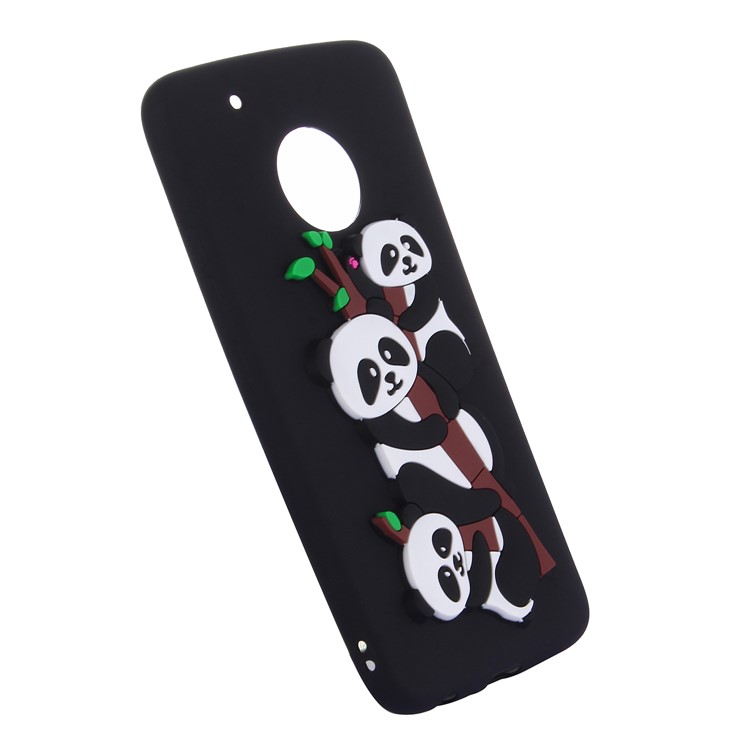 Cute 3D Pandas and Bamboo TPU Gel Case for Motorola Moto G5 Plus - Black-3
