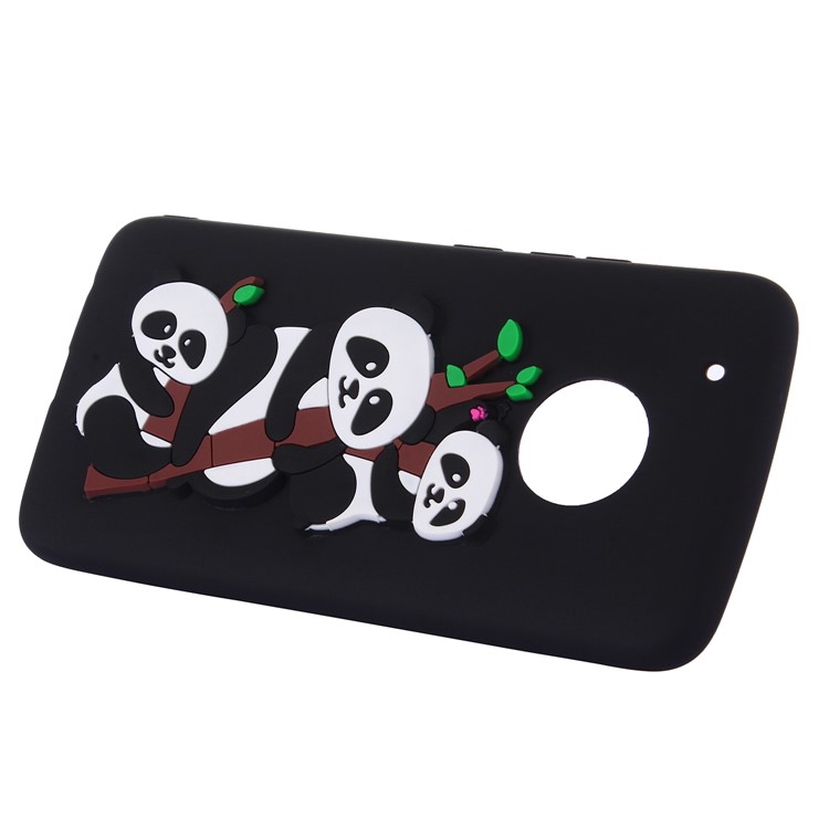 Cute 3D Pandas and Bamboo TPU Gel Case for Motorola Moto G5 Plus - Black-4