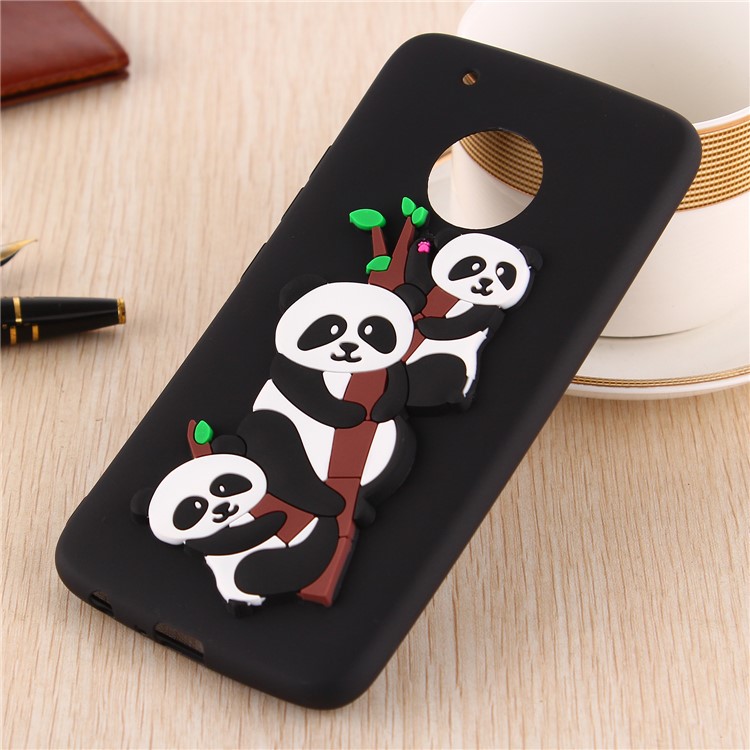 Cute 3D Pandas and Bamboo TPU Gel Case for Motorola Moto G5 Plus - Black-5