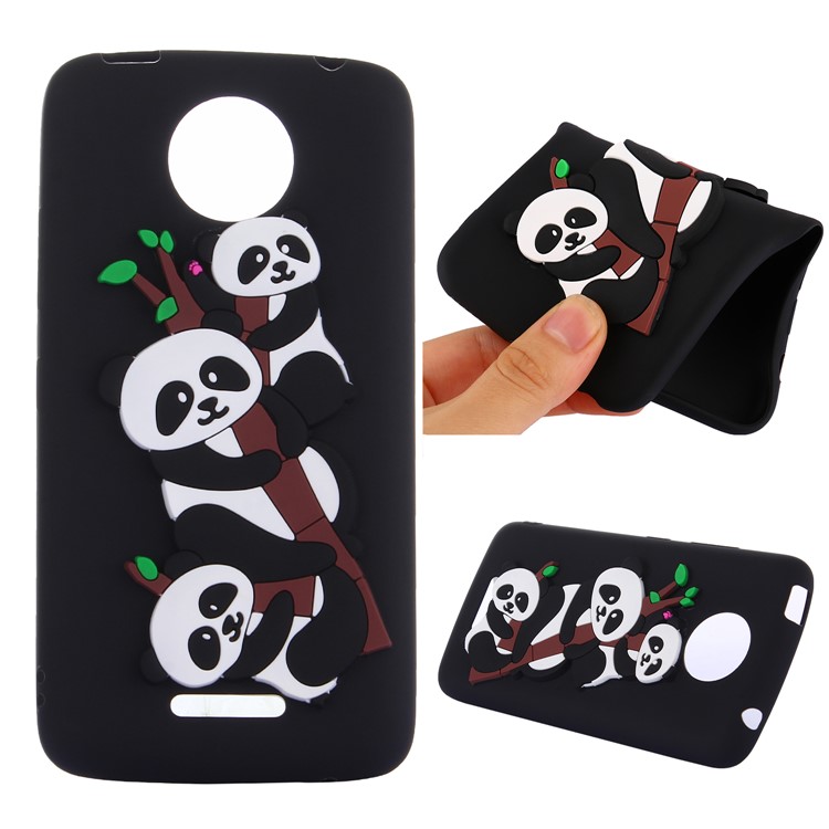 Cute 3D Panda Pattern TPU Case for Motorola Moto C Plus - Black-1