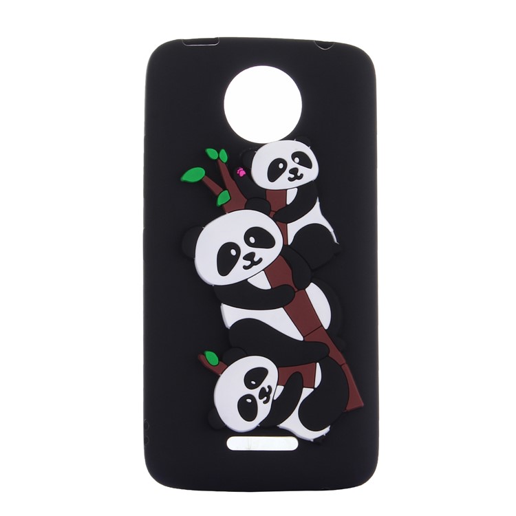 Cute 3D Panda Pattern TPU Case for Motorola Moto C Plus - Black-2