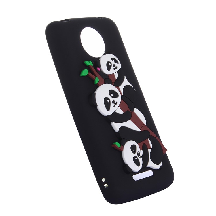 Cute 3D Panda Pattern TPU Case for Motorola Moto C Plus - Black-3