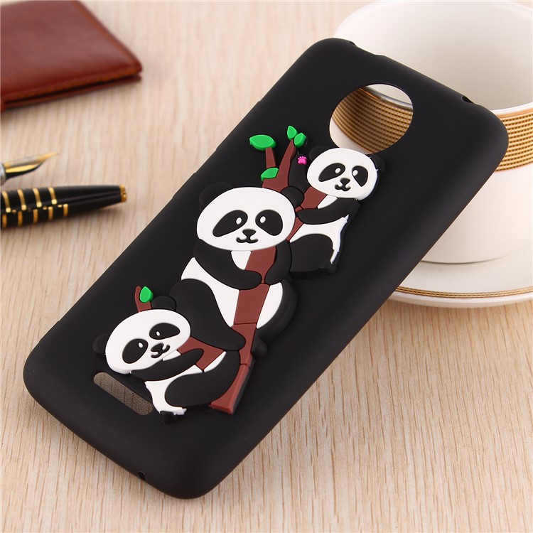 Cute 3D Panda Pattern TPU Case for Motorola Moto C Plus - Black-5