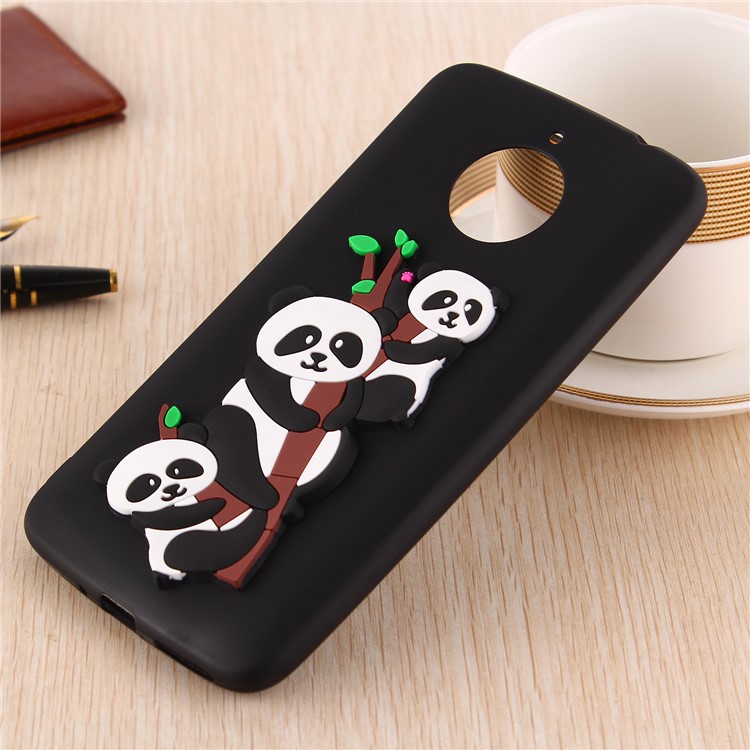 Lovely 3D Panda Pattern TPU Case for Motorola Moto E4 Plus - Black-5