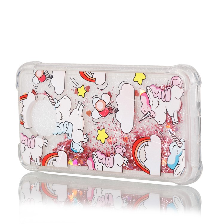 Dynamic Glitter Powder Quicksand Shockproof TPU Back Case for Motorola Moto G6/G5S - Cute Unicorns-1