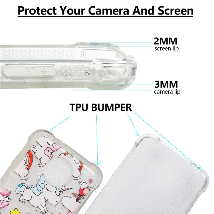 Dynamic Glitter Powder Quicksand Shockproof TPU Back Case for Motorola Moto G6/G5S - Cute Unicorns-2