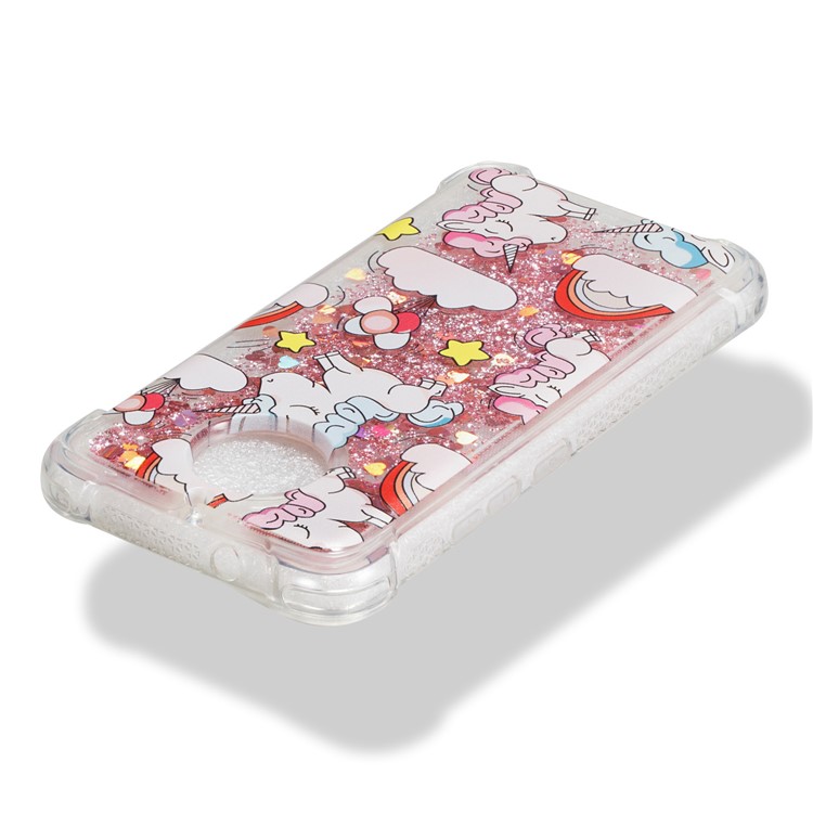 Dynamic Glitter Powder Quicksand Shockproof TPU Back Case for Motorola Moto G6/G5S - Cute Unicorns-3