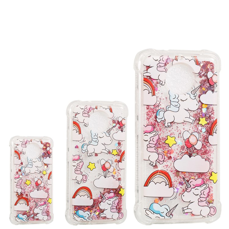 Dynamic Glitter Powder Quicksand Shockproof TPU Back Case for Motorola Moto G6/G5S - Cute Unicorns-4