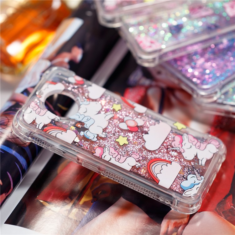 Dynamic Glitter Powder Quicksand Shockproof TPU Back Case for Motorola Moto G6/G5S - Cute Unicorns-5