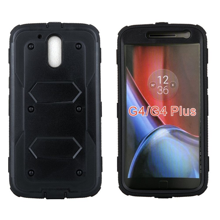 Heavy Duty Kickstand Belt Clip PC + TPU Hybrid Case for Motorola Moto G4 Plus - Black-6
