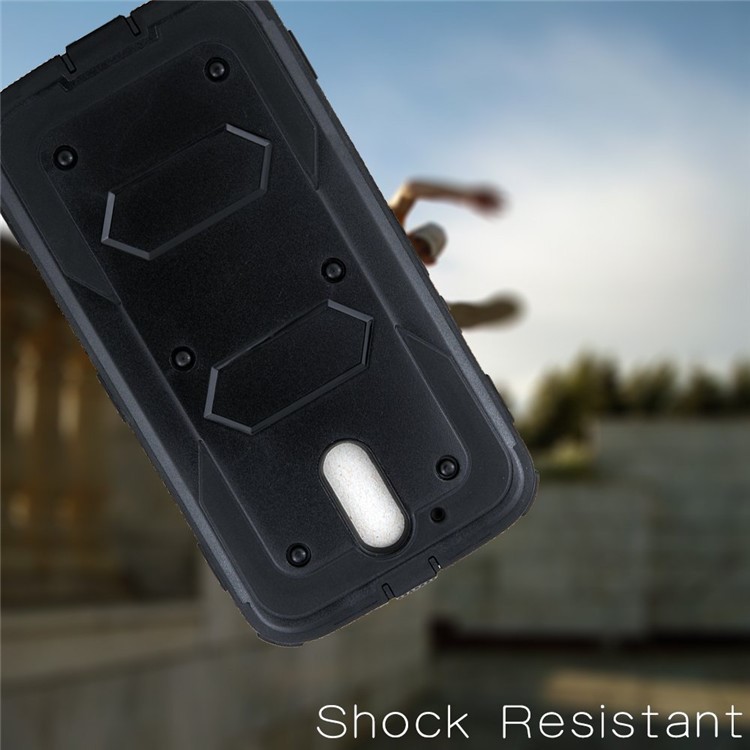 Heavy Duty Kickstand Belt Clip PC + TPU Hybrid Case for Motorola Moto G4 Plus - Black-7