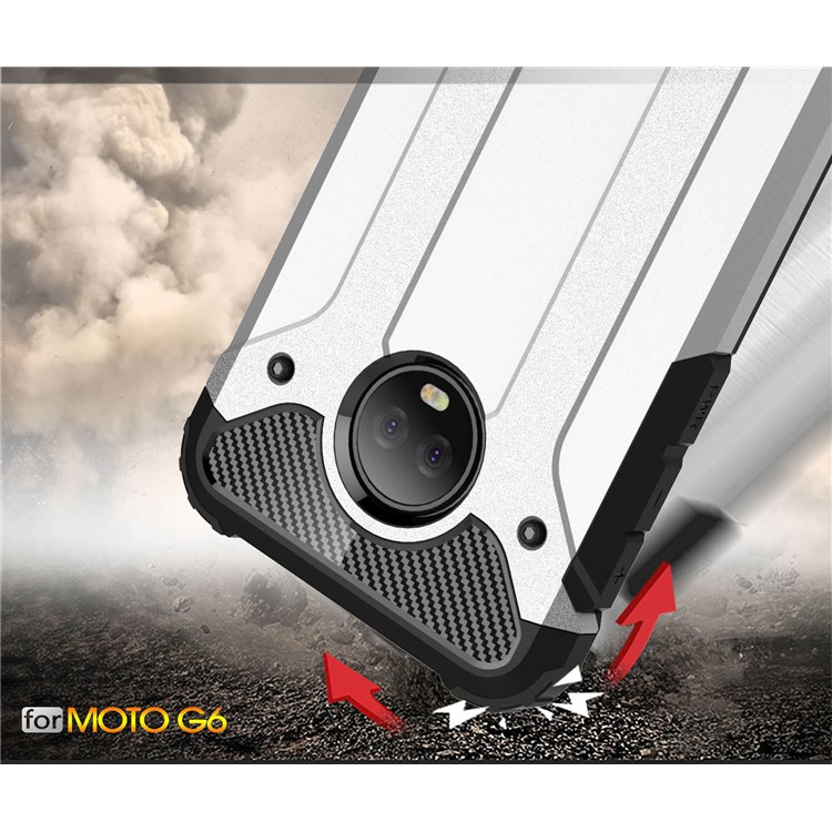 Armor Guard Plastic + TPU Hybrid Case for Motorola Moto G6 - Silver-4