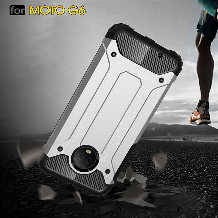 Armor Guard Plastic + TPU Hybrid Case for Motorola Moto G6 - Silver-9