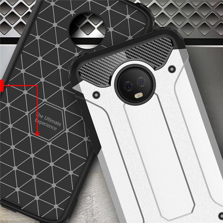 For Motorola Moto G6 Plus Heavy Duty Rugged Combo Phone Case (Plastic + TPU) - Silver-6