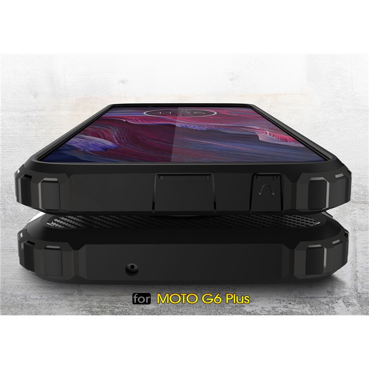 For Motorola Moto G6 Plus Heavy Duty Rugged Combo Phone Case (Plastic + TPU) - Silver-7