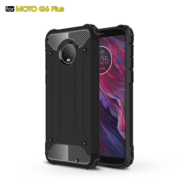 Copertura Mobile Ibrida Robusta Resistente (pc + TPU) Per Motorola Moto G6 Plus - Nero-1