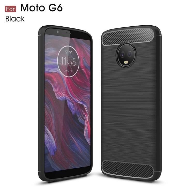 Carbon Fibre Brushed TPU Case for Motorola Moto G6 - Black-1