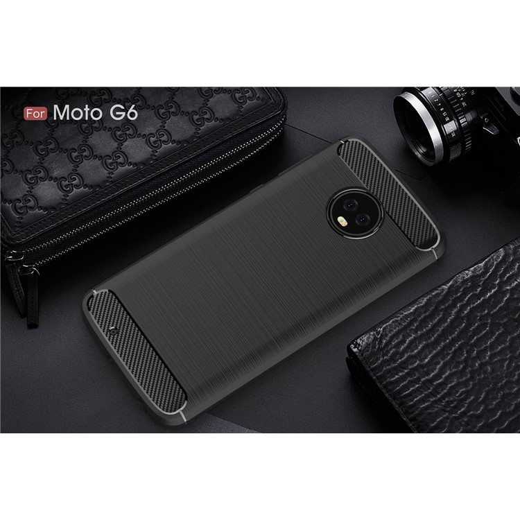 Carbon Fibre Brushed TPU Case for Motorola Moto G6 - Black-10